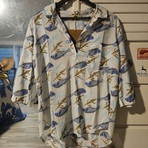 KEALOPIKO POP OVER TOP - SIZE SMALL - MOA PRINT - LIGHT GREY COLOR